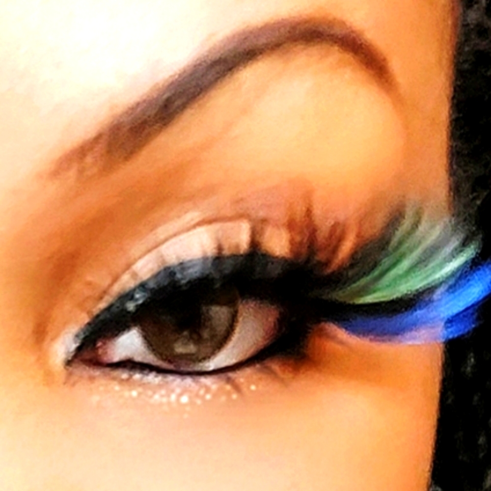 Blue/Green Striped Eyelashes